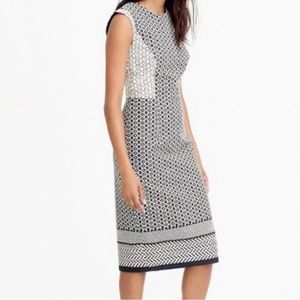 J Crew Black White Paneled Geometric Sheath Dress